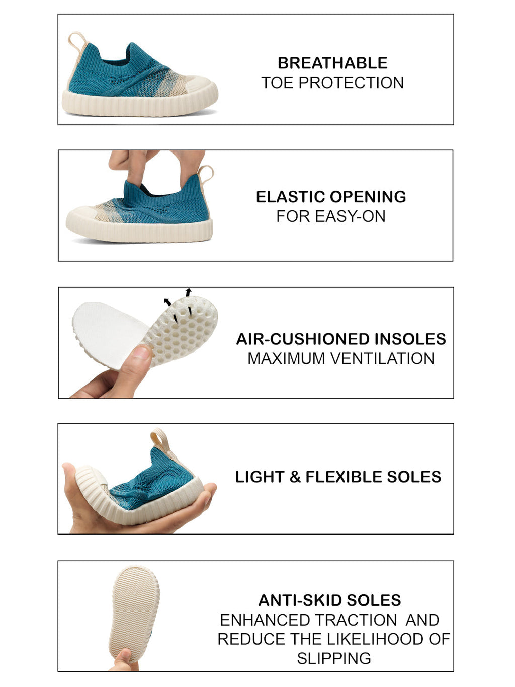 Shady Toddlers' First Step Breathable Shoes - TealBlue (Unisex)
