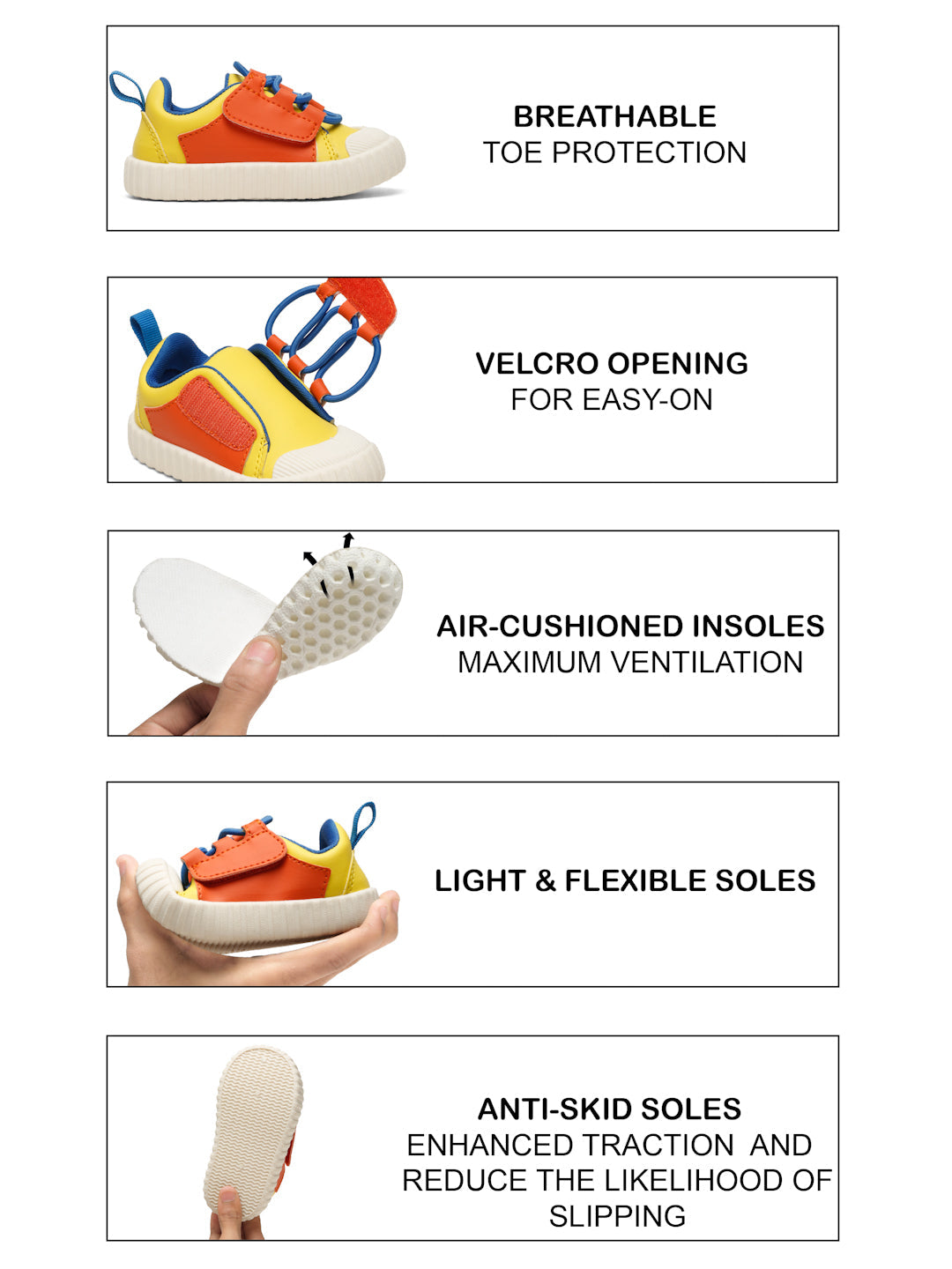 POCO Toddlers' Comfortable & LightWeight Lace-Free Sneakers - Yellow (Boys)