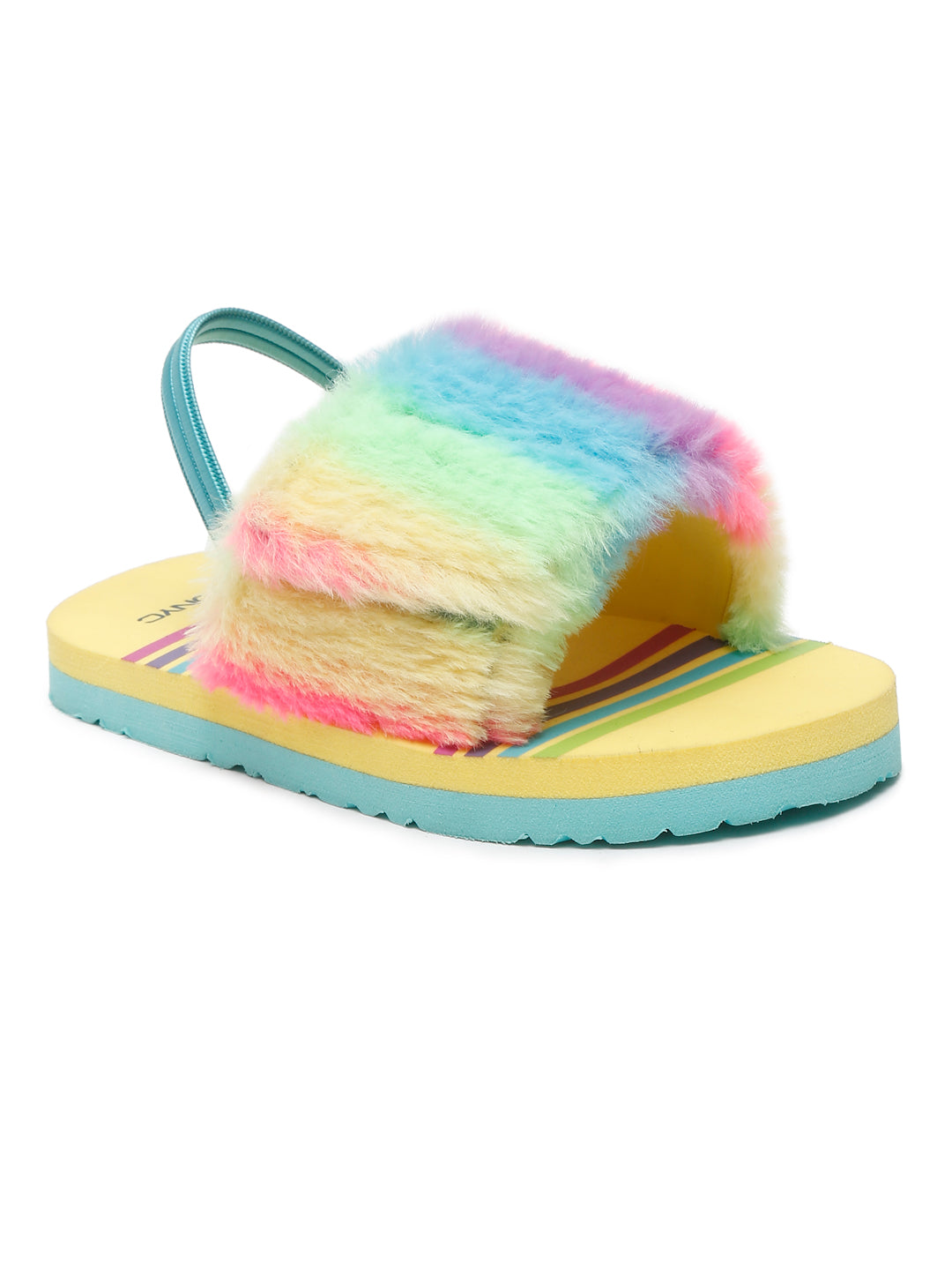 ONYC Kids Rainbow Slippers for Girls with Adjustable Strap - Yellow